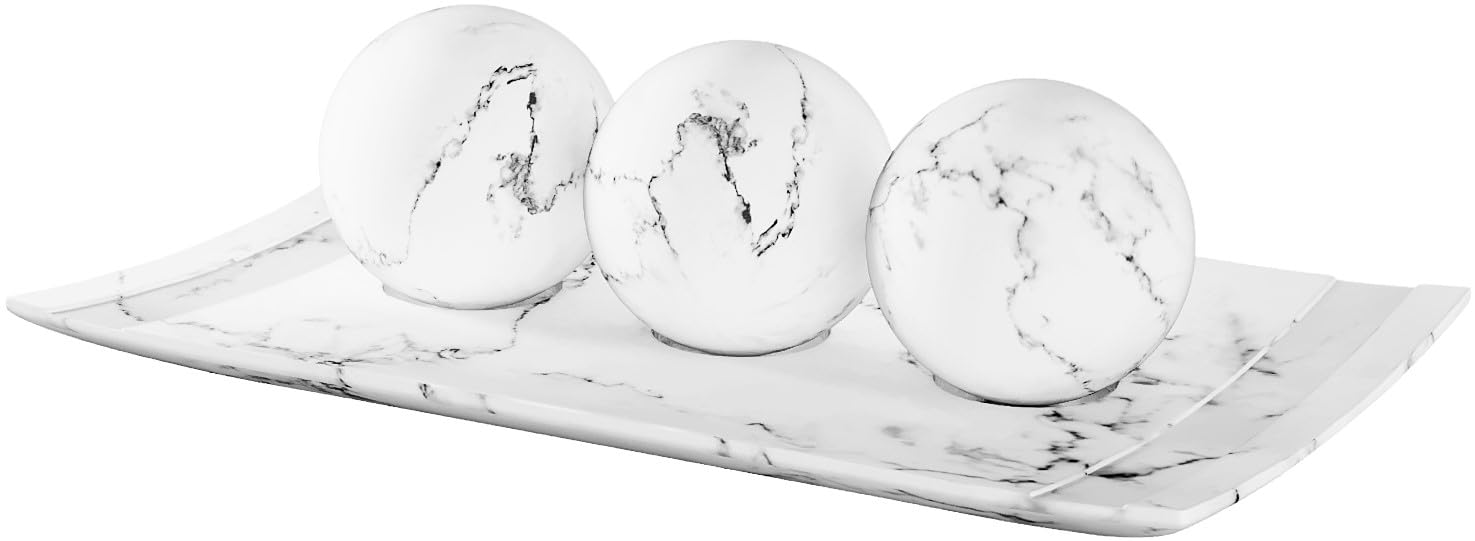 Creative Scents Black Marble Look Home Decor Bowl and Orb Set - Coffee Table Decor for Living Room - Centerpiece Table Decorations for Dining Table, Kitchen Counter, Foyer - Elegant House Decoration