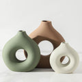 Ceramic Vase Home Table Decor - Flower Vases Set of 3 Small Living Room Centerpiece Decorations for Shelf Bedroom Office Kitchen Dining Desk Modern Aesthetic Farmhouse Decorative (Classic)