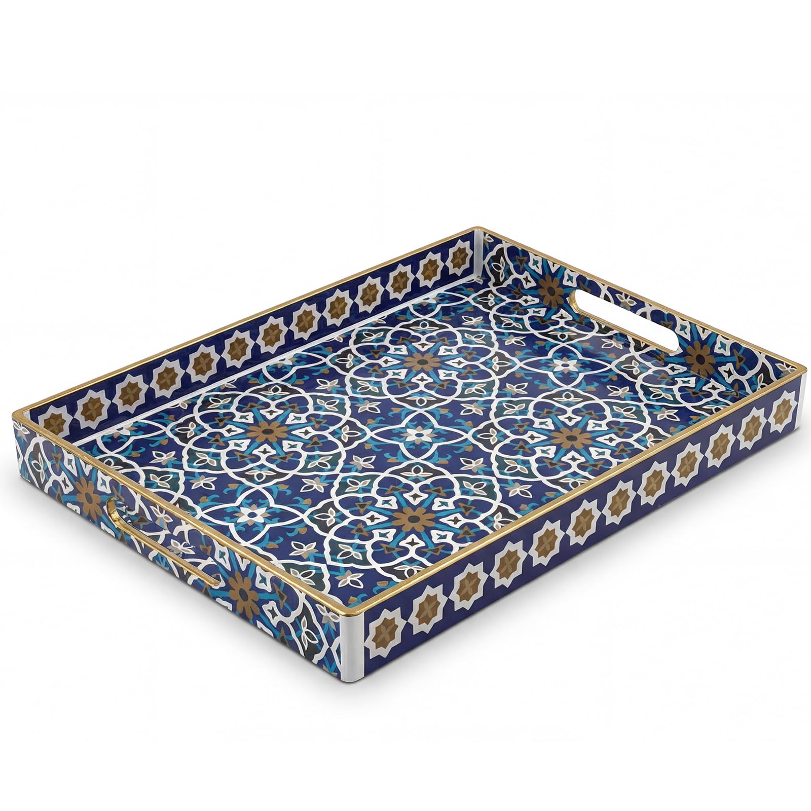 Coffee Table Trays for Living Room Serving Tray with Handles, Modern Large Tray for Ottoman Coffee Table