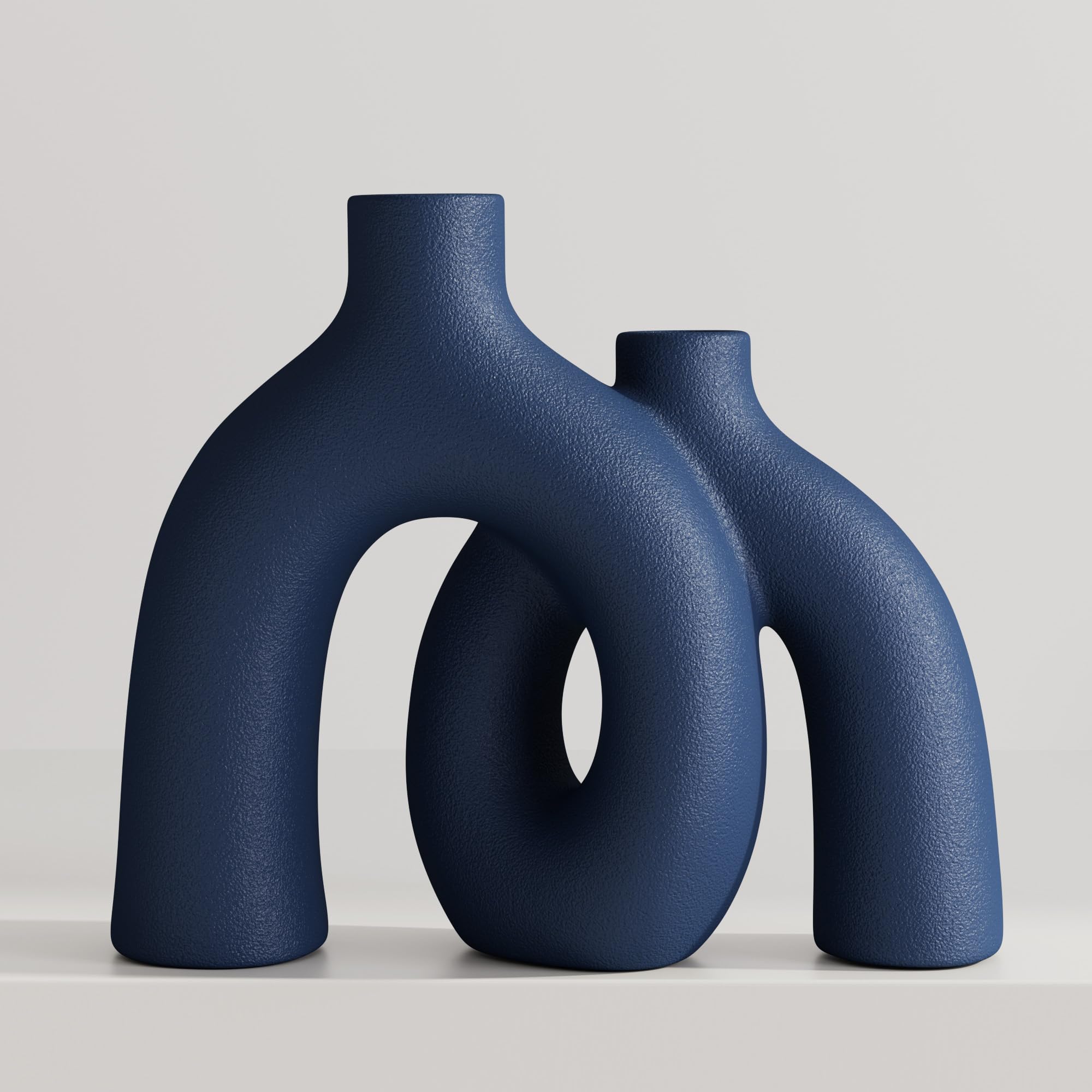 Hug Donut Decorative Vase Set - Modern Nordic Boho Style Vases Home Decor, Matte Ceramic Decorations for Living Room Shelf, Bookshelf Mantle Entryway Table or Console Décor (Cream White)