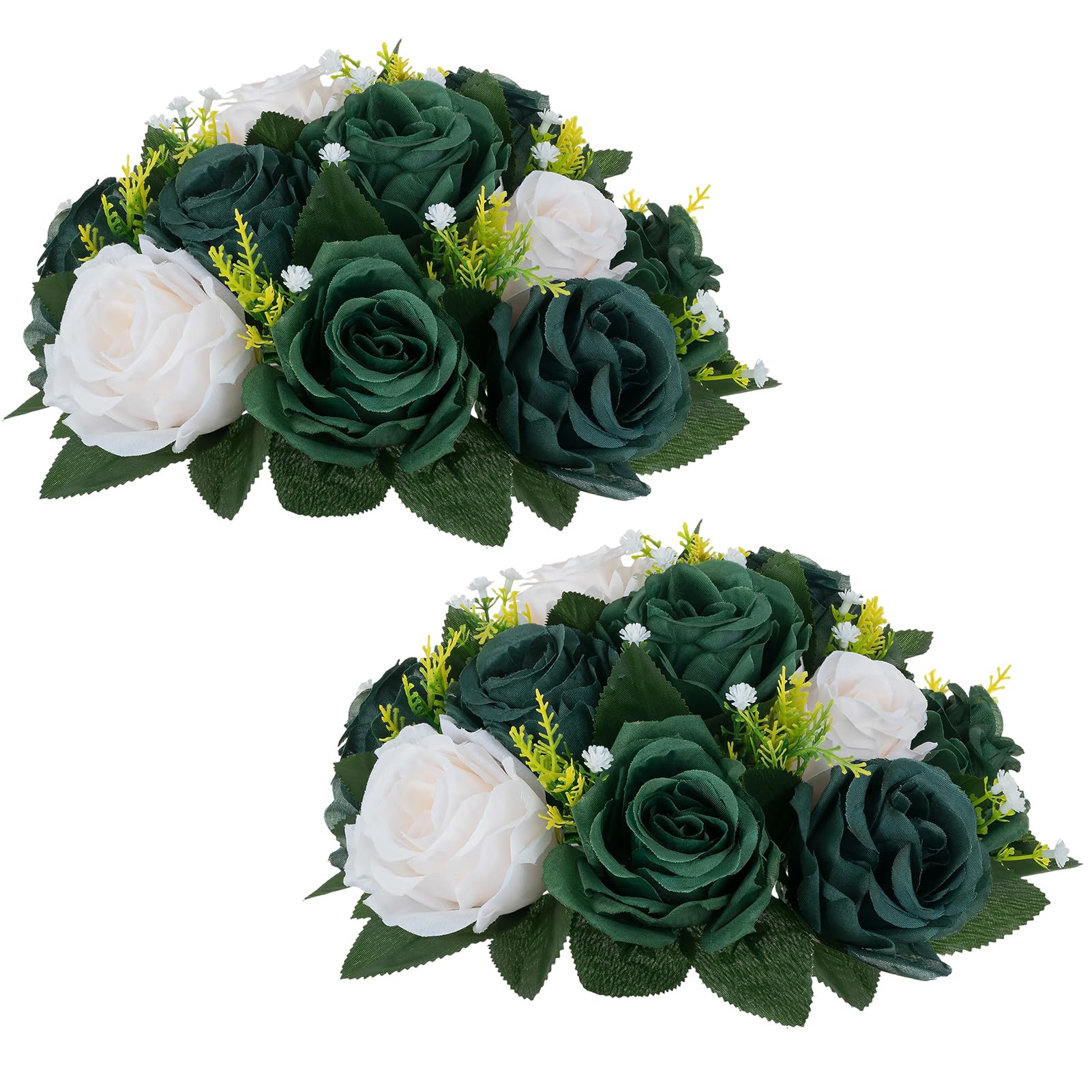 Nuptio Artificial Flower Centrepieces for Tables - 6 Pcs Burgundy & Dusty Rose & Creamy White Fake Flowers Roses Balls 9.5in Diam - Silk Faux Rose Arrangement for Wedding Party Centerpiece Table Decor