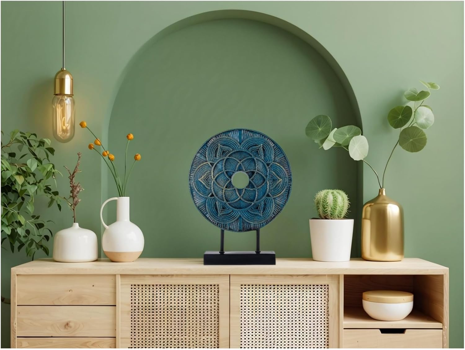 Modern Sculpture Decorative Objects Above Cabinet Decor Kitchen Elegant Home Decor Items Accents for Living Room Centrepieces, Console Table Decorations (Blue)