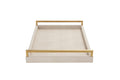 WV Ivory Shagreen Leather Serving Tray with Gold Handles-17.7x11.8 Inch Large Wooden Decorative Ottoman Tray fro Coffee Table, Kitchen, Dining, and Home Decor (Ivory)