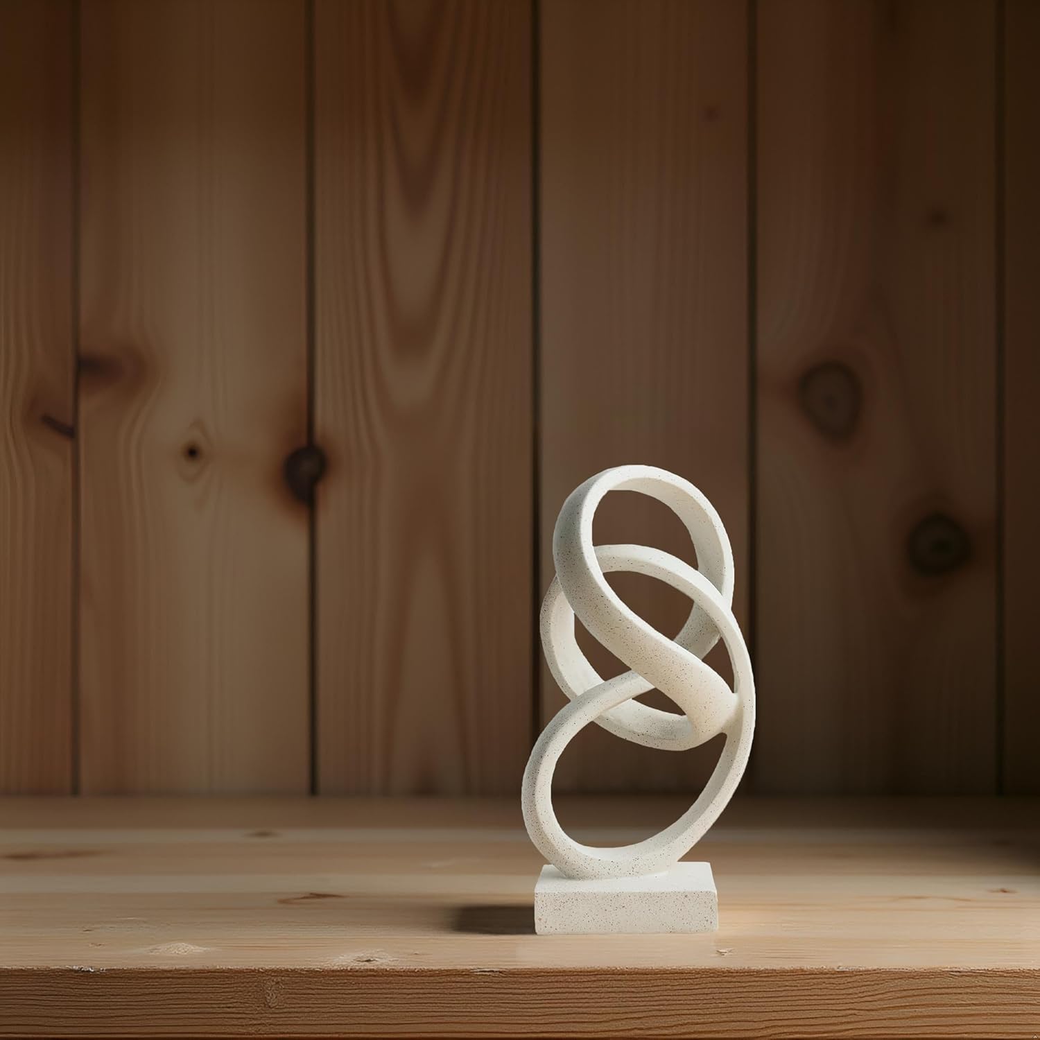 10" Modern Abstract Ribbon Decorative Sculpture, Knot Sculptures,Home Decor,Coffee Table Statues,Dining Living Room Desk Decor（White）