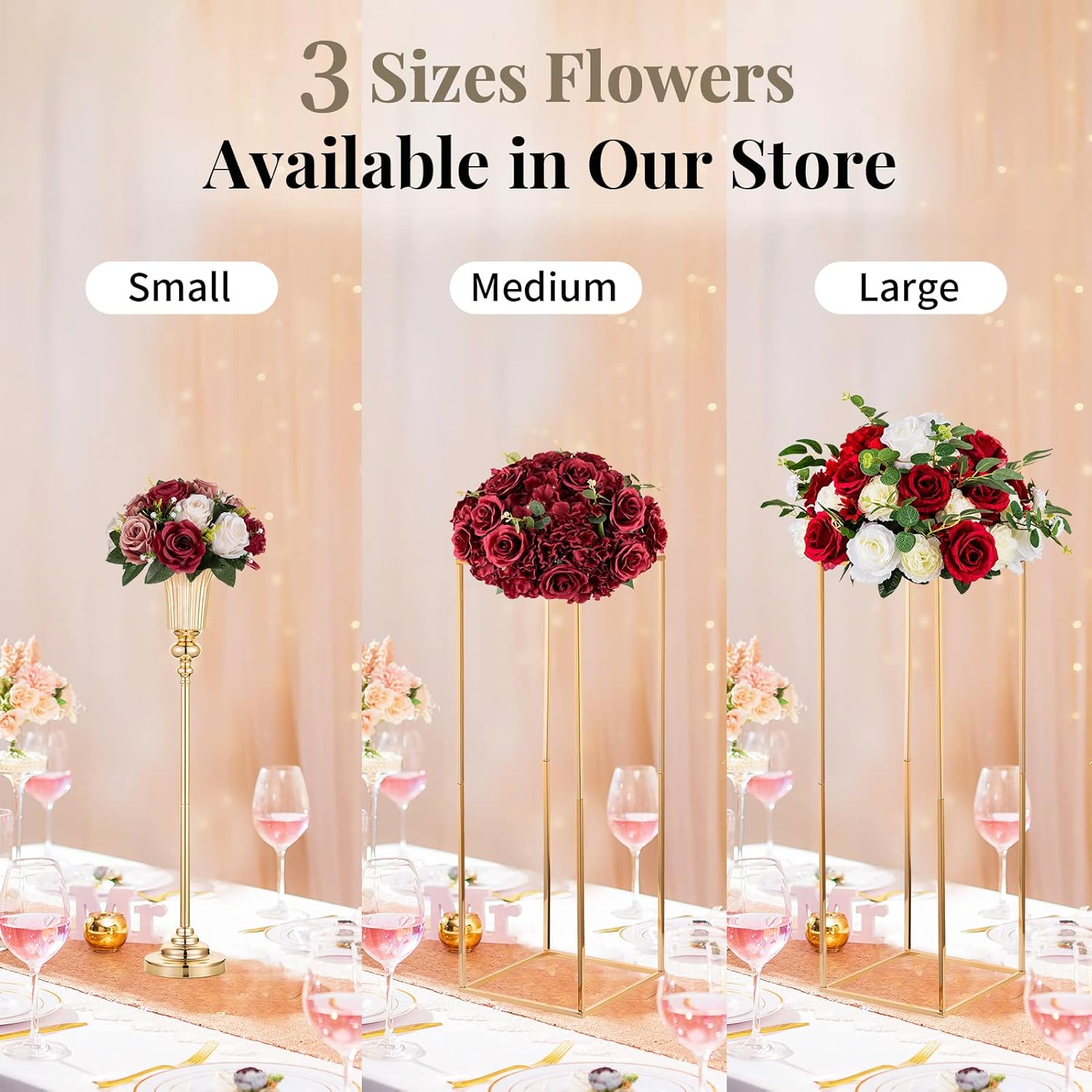 Nuptio Artificial Flower Centrepieces for Tables - 6 Pcs Burgundy & Dusty Rose & Creamy White Fake Flowers Roses Balls 9.5in Diam - Silk Faux Rose Arrangement for Wedding Party Centerpiece Table Decor