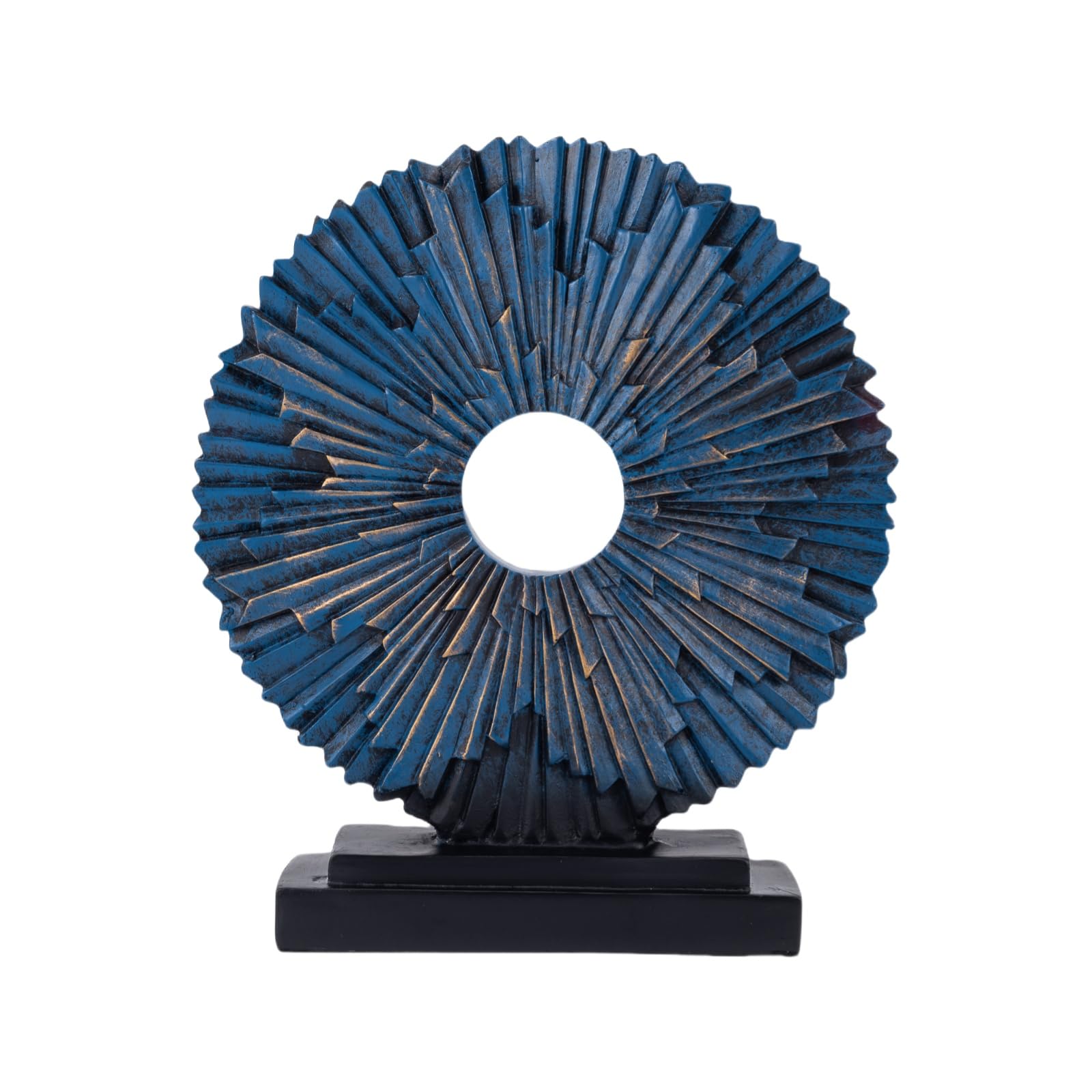 HODESumPure Gold Luxury Round Decorative Sculpture Statue Above Cabinet Home Decorations for Living Room Kitchen Fireplace Mantel Office Bookshelf Table Top Home Decor Accents (Blue)