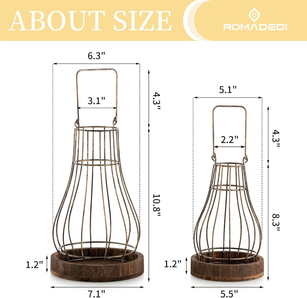 Romadedi Lantern Farmhouse Home Decor - Rustic Candle Holders Decorative Lanterns for Candle Living Room Kitchen Dining Coffee Table Fireplace Mantle Outdoor