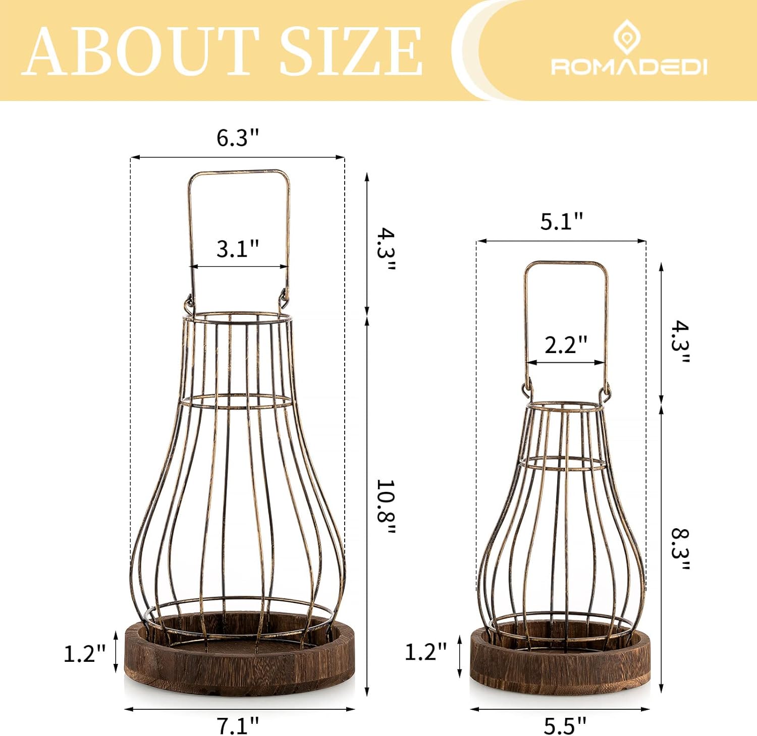 Romadedi Lantern Farmhouse Home Decor - Rustic Candle Holders Decorative Lanterns for Candle Living Room Kitchen Dining Coffee Table Fireplace Mantle Outdoor