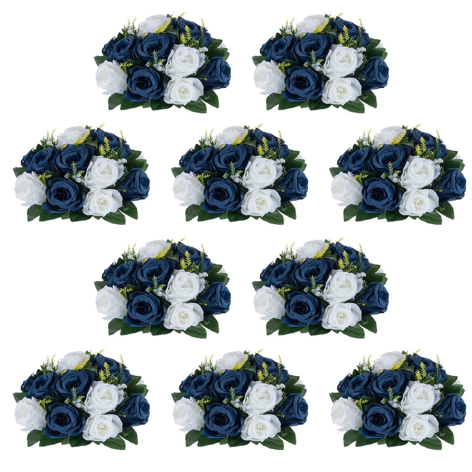 Nuptio Artificial Flower Centrepieces for Tables - 6 Pcs Burgundy & Dusty Rose & Creamy White Fake Flowers Roses Balls 9.5in Diam - Silk Faux Rose Arrangement for Wedding Party Centerpiece Table Decor