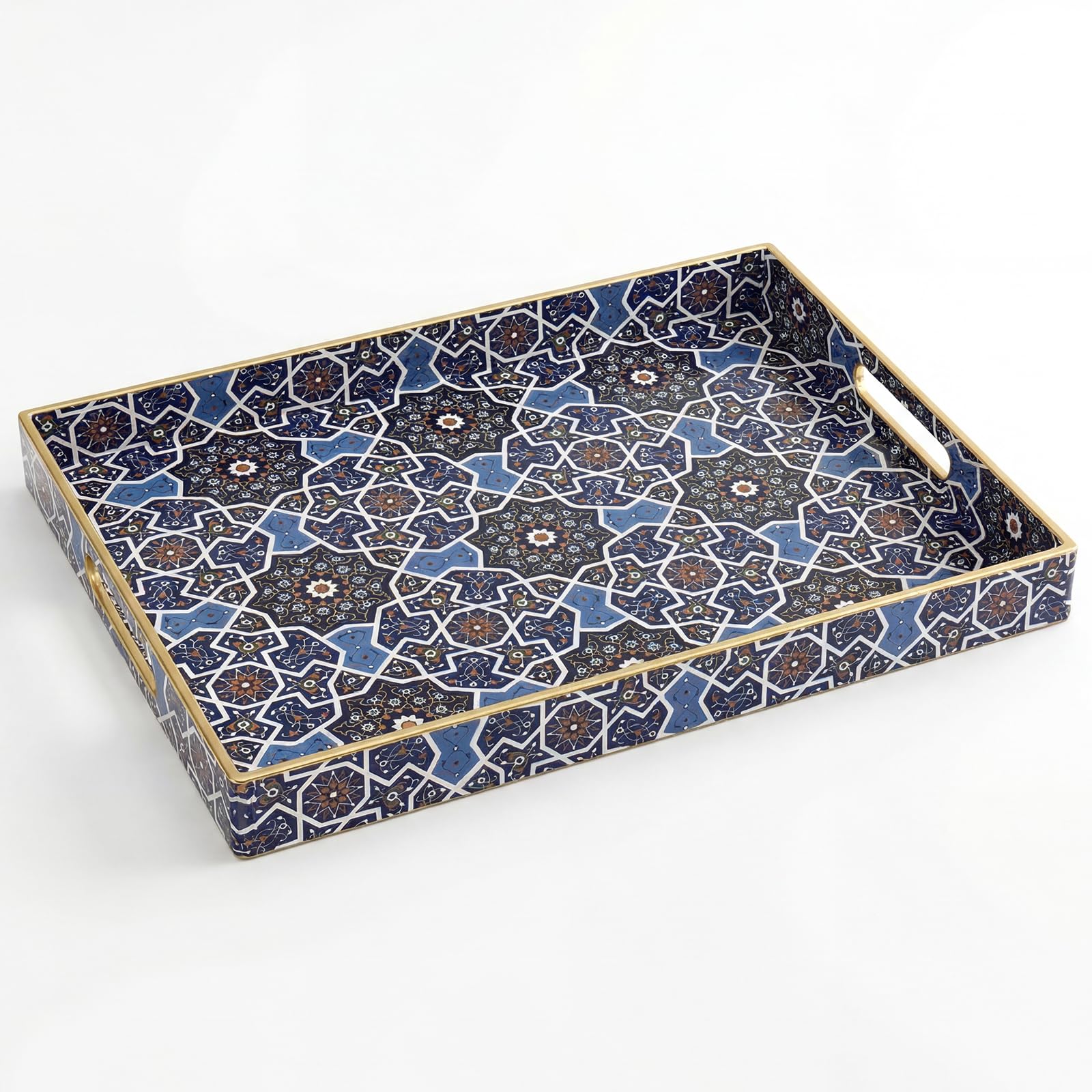 Coffee Table Trays for Living Room Serving Tray with Handles, Modern Large Tray for Ottoman Coffee Table