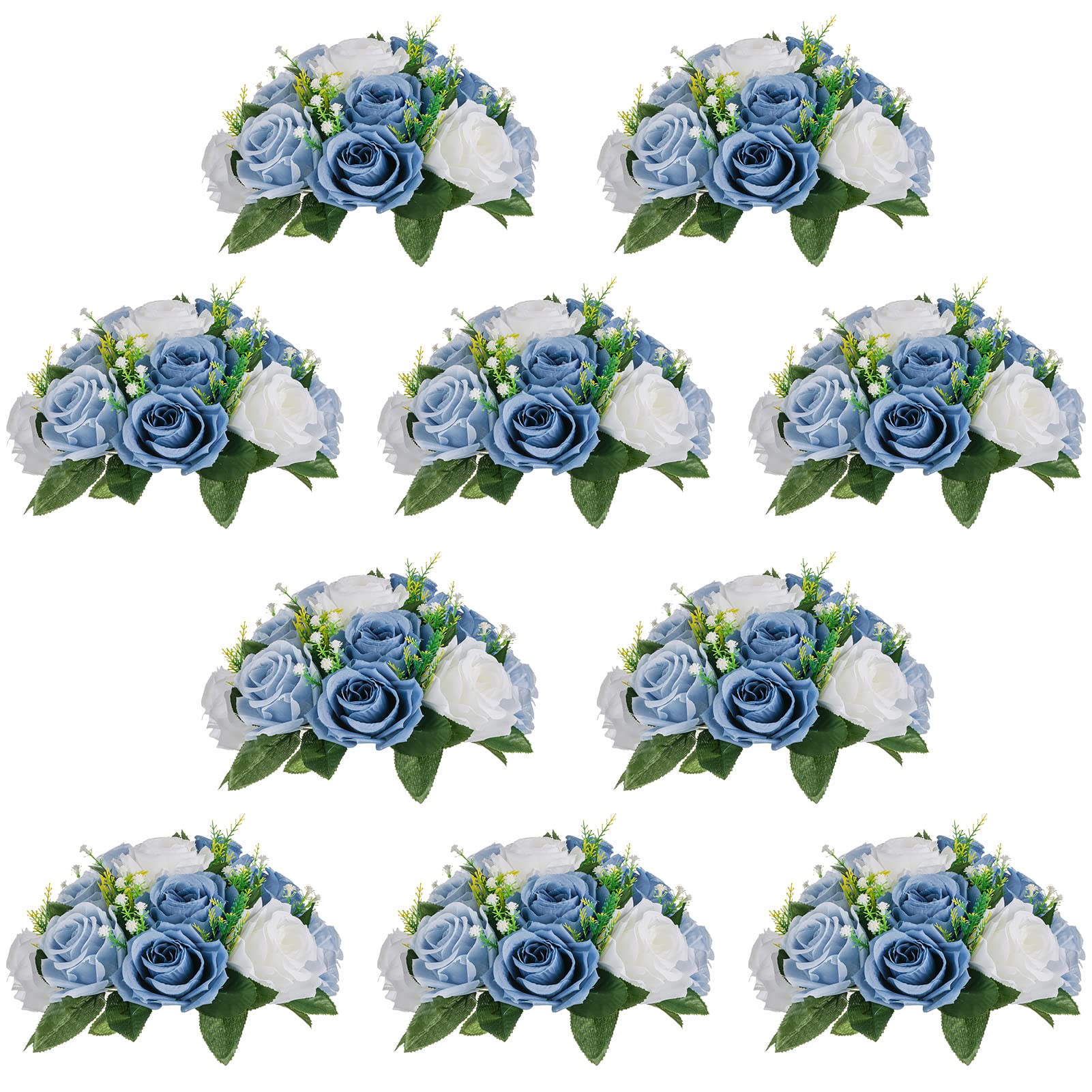 Nuptio Artificial Flower Centrepieces for Tables - 6 Pcs Burgundy & Dusty Rose & Creamy White Fake Flowers Roses Balls 9.5in Diam - Silk Faux Rose Arrangement for Wedding Party Centerpiece Table Decor