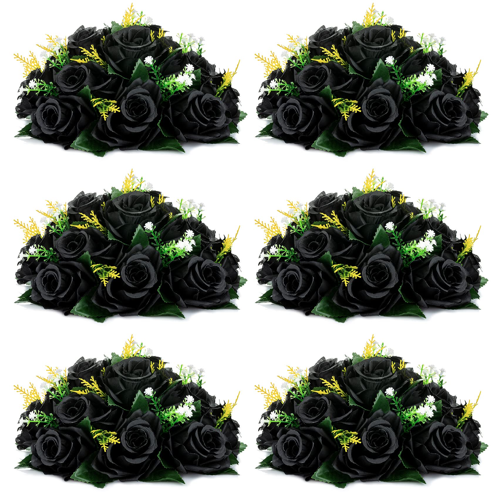Nuptio Artificial Flower Centrepieces for Tables - 6 Pcs Burgundy & Dusty Rose & Creamy White Fake Flowers Roses Balls 9.5in Diam - Silk Faux Rose Arrangement for Wedding Party Centerpiece Table Decor