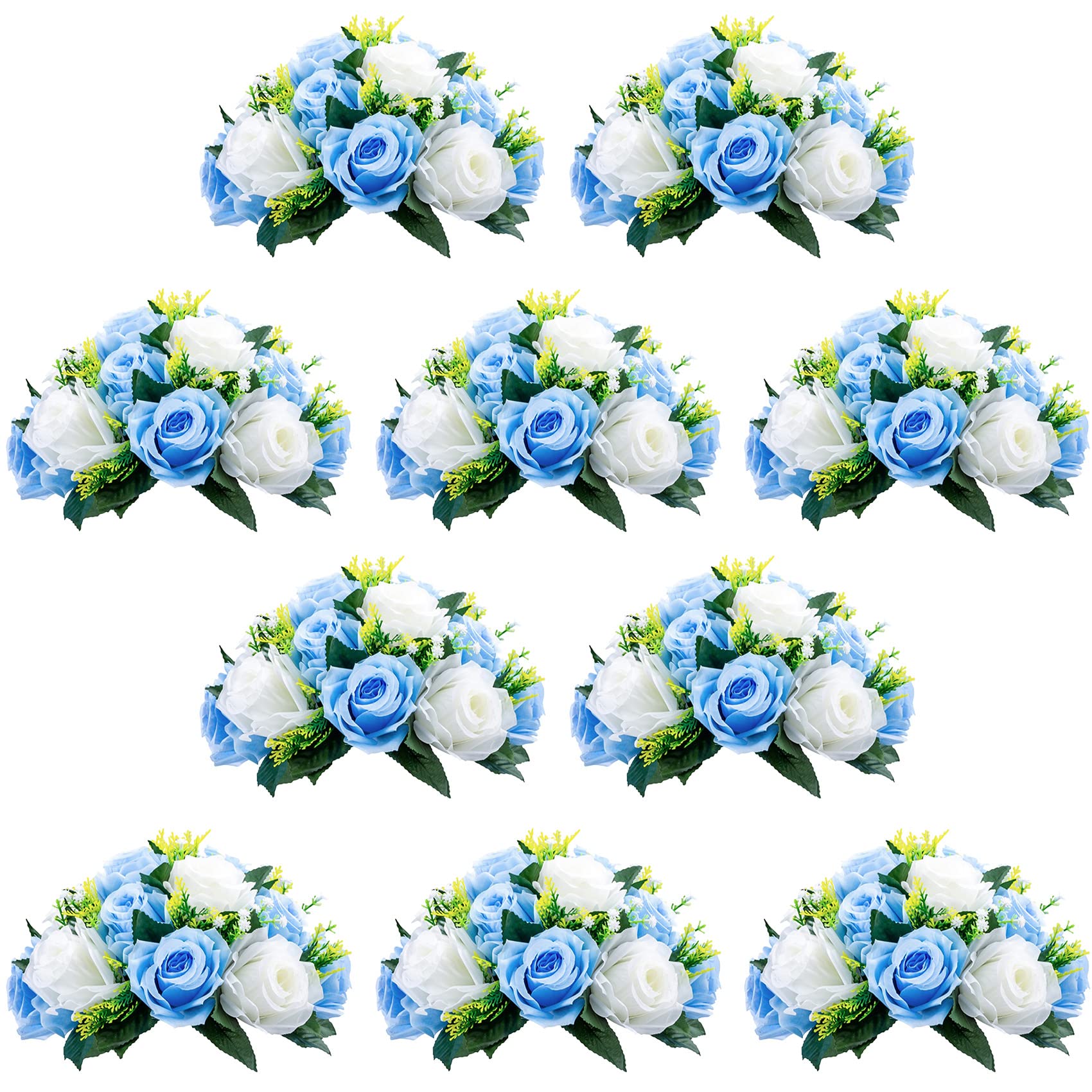 Nuptio Artificial Flower Centrepieces for Tables - 6 Pcs Burgundy & Dusty Rose & Creamy White Fake Flowers Roses Balls 9.5in Diam - Silk Faux Rose Arrangement for Wedding Party Centerpiece Table Decor
