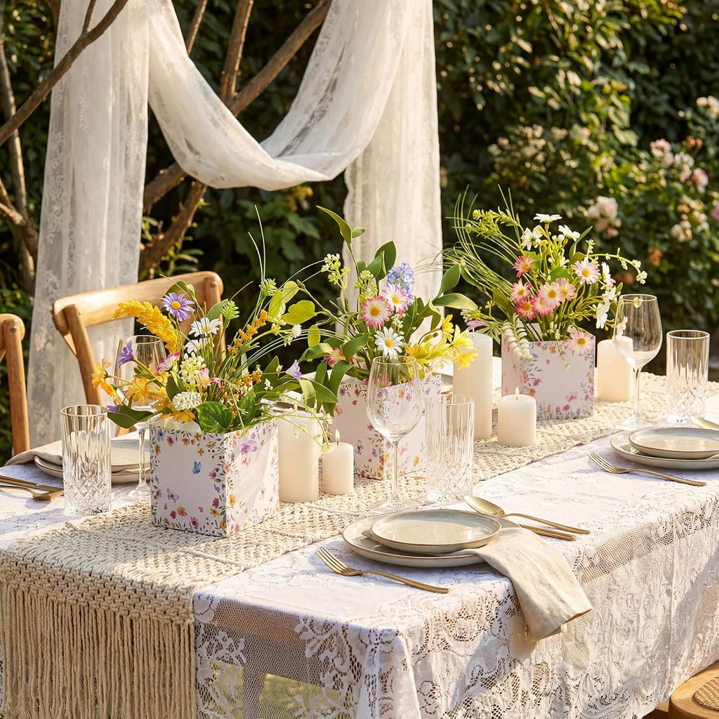 Giegxin 12 Sets Wildflower Table Centerpieces Artificial Spring Wildflower with Flower Paper Boxes Spring Flower Theme Party Supplies for Wedding Birthday Baby Shower Tea Party Decorations