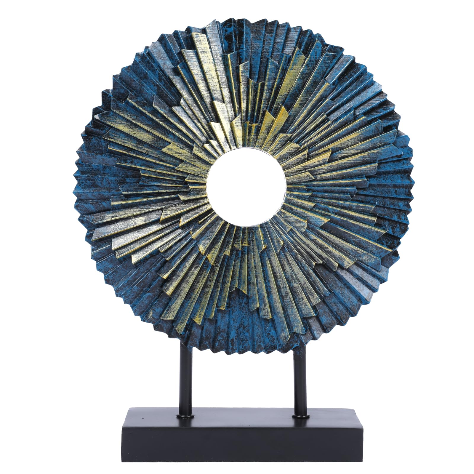 HODESumPure Gold Luxury Round Decorative Sculpture Statue Above Cabinet Home Decorations for Living Room Kitchen Fireplace Mantel Office Bookshelf Table Top Home Decor Accents (Blue)