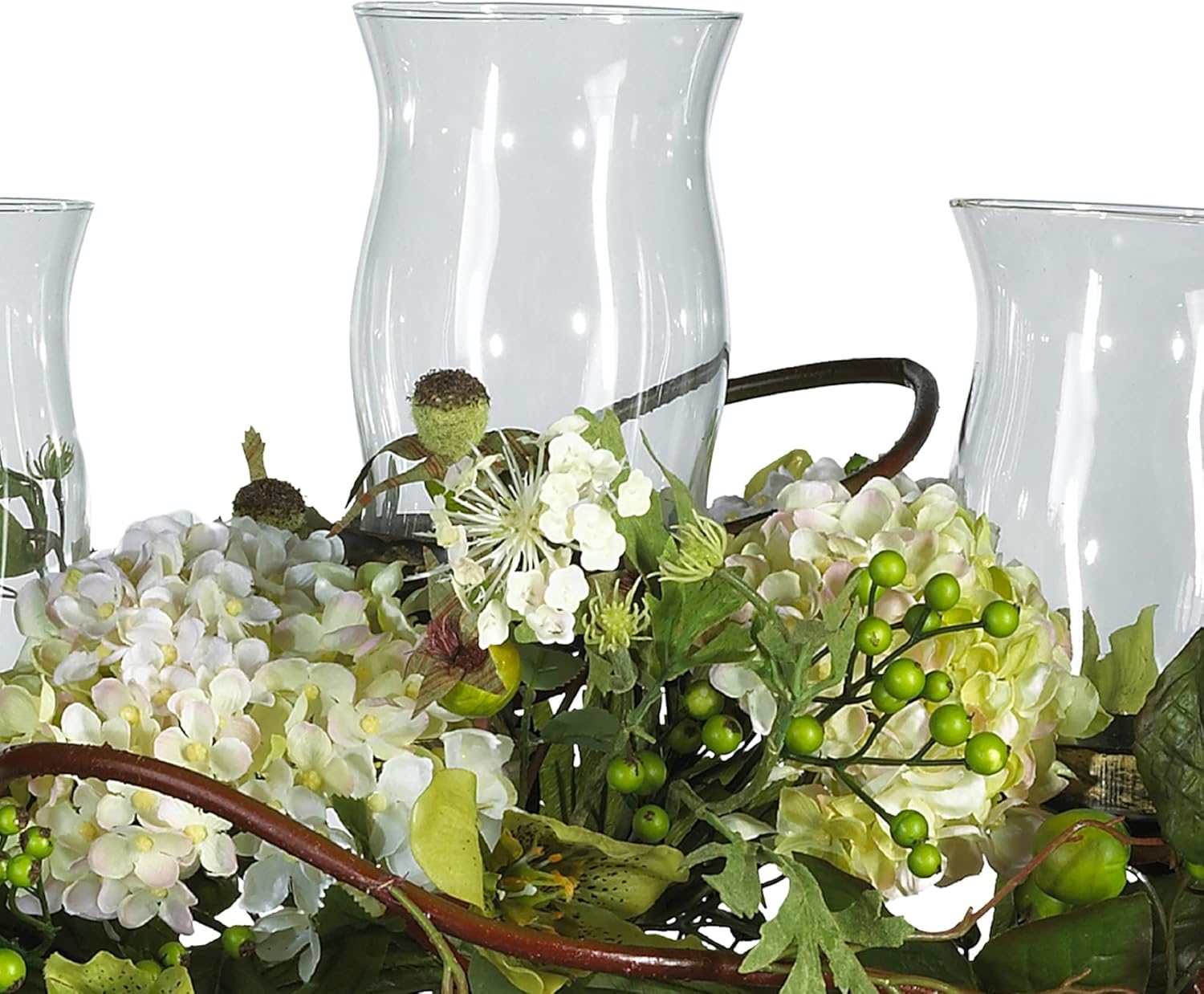 Nearly Natural 4634-CR Hydrangea Triple Candleabrum Centerpiece, Cream 29" x 10.25" x 10.25"