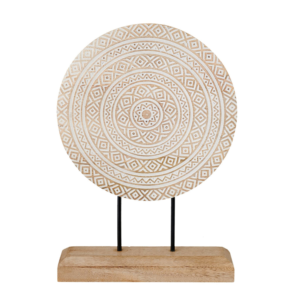 Housewarming Gifts Farmhouse Table Sculpture Home Decor Statue Mandala Carved for Modern Home 10" x 14", Living Room, Fireplace Mantel Shelf, Table and Entryway Decor Stand (Design 1)