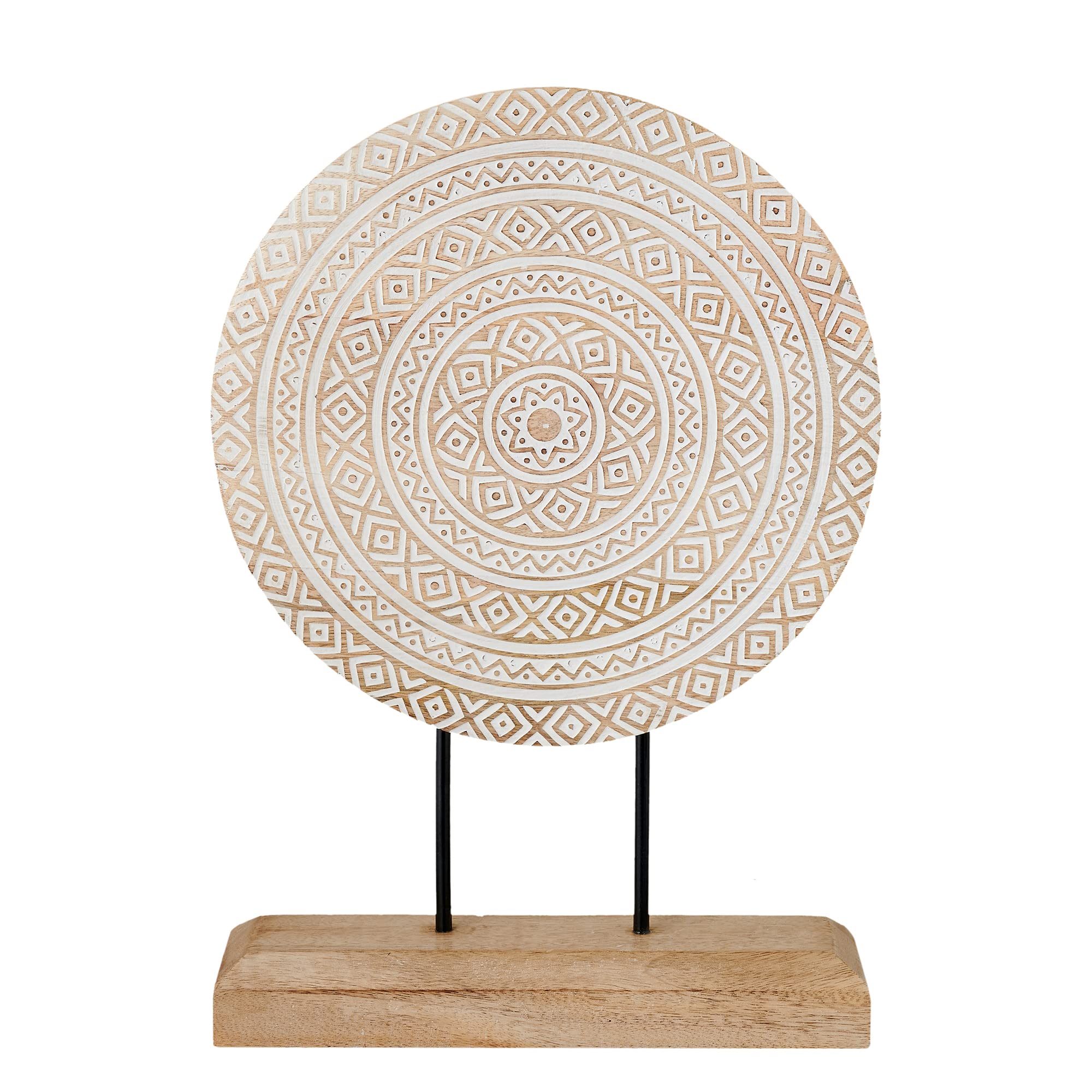 Housewarming Gifts Farmhouse Table Sculpture Home Decor Statue Mandala Carved for Modern Home 10" x 14", Living Room, Fireplace Mantel Shelf, Table and Entryway Decor Stand (Design 1)