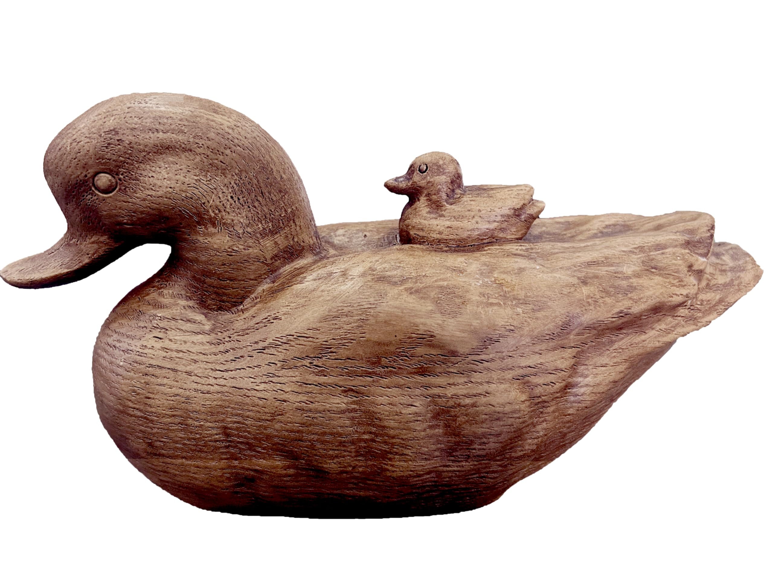 Hymmah Wooden Texture Duck Home Decor Statue Rustic Home Decorations for Living Room, Boho Sculpture Resin Animal Collectible Figurines for Indoor Decor