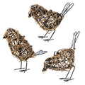 3PCS Bird Statue Farmhouse Decor Set - Christmas Ornament - Handwoven Natural Rattan Bird Figurines Table Decor, Multi-Pose Shelf & Mantel Accents