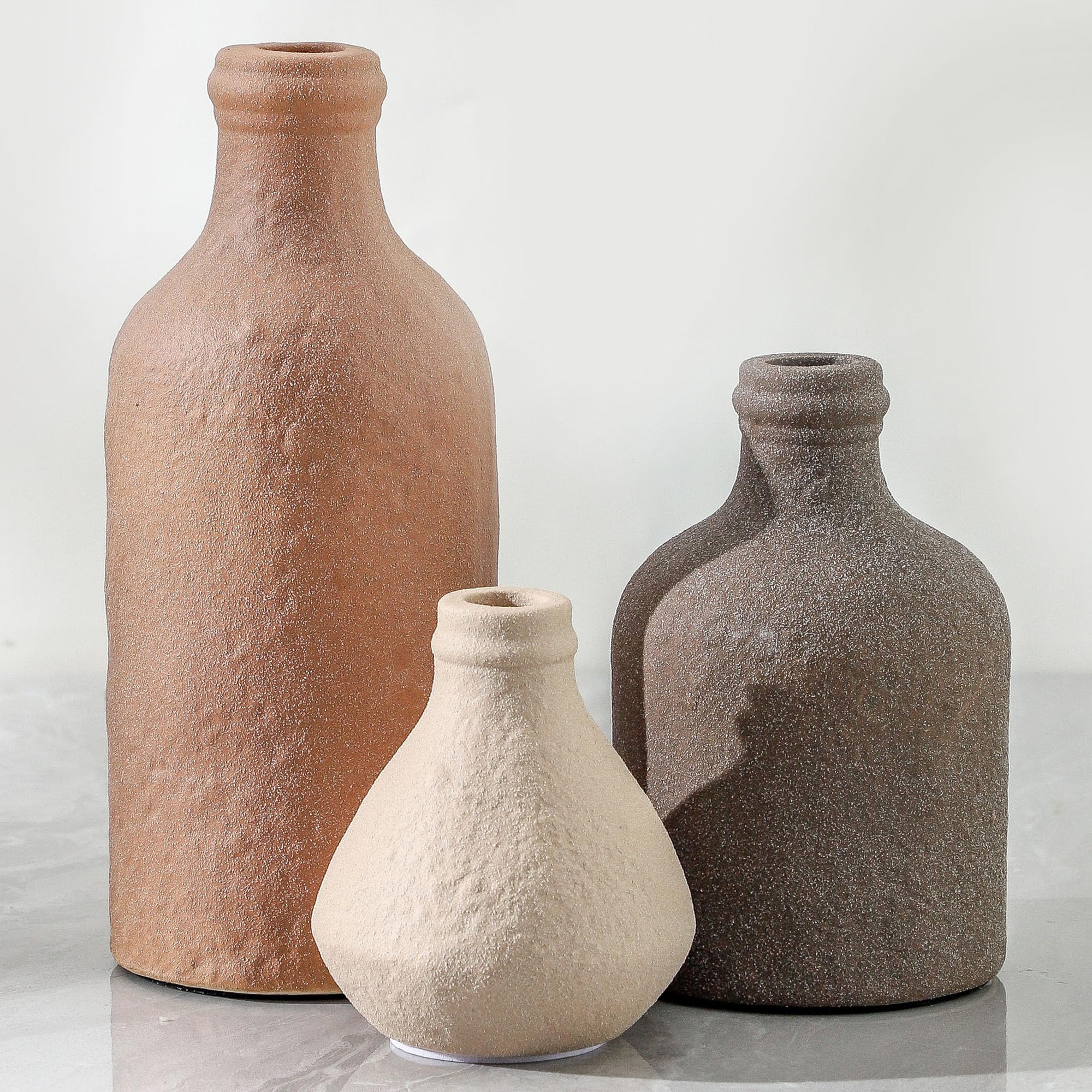 Ceramic Vase Set of 3 | Decorative Vases Home Decor | Flower Pampass Boho Modern Neutral Vase for Living Room, Table, Mantel, Entryway, Bookshelf, Kitchen, Bedroom, Bathroom - Multicolor